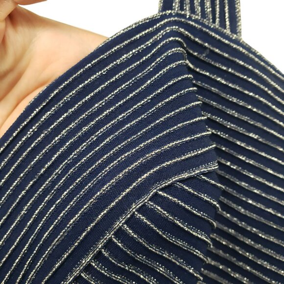 Vintage 90s Tadashi Blue Silver Corset Rhinestone Long Maxi Prom Dress - Picture 7 of 11